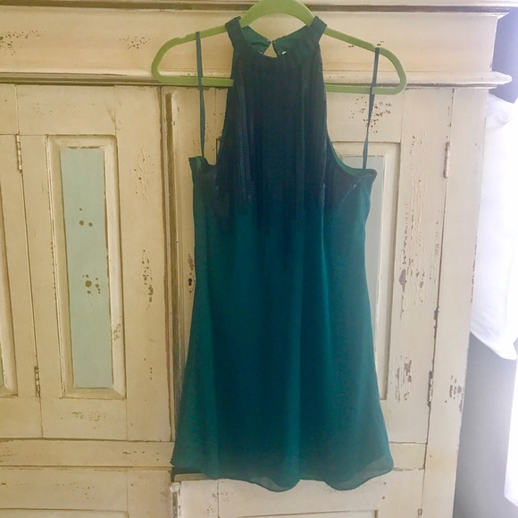 Parker green and black beaded halter mini dress - Picture 3 of 8